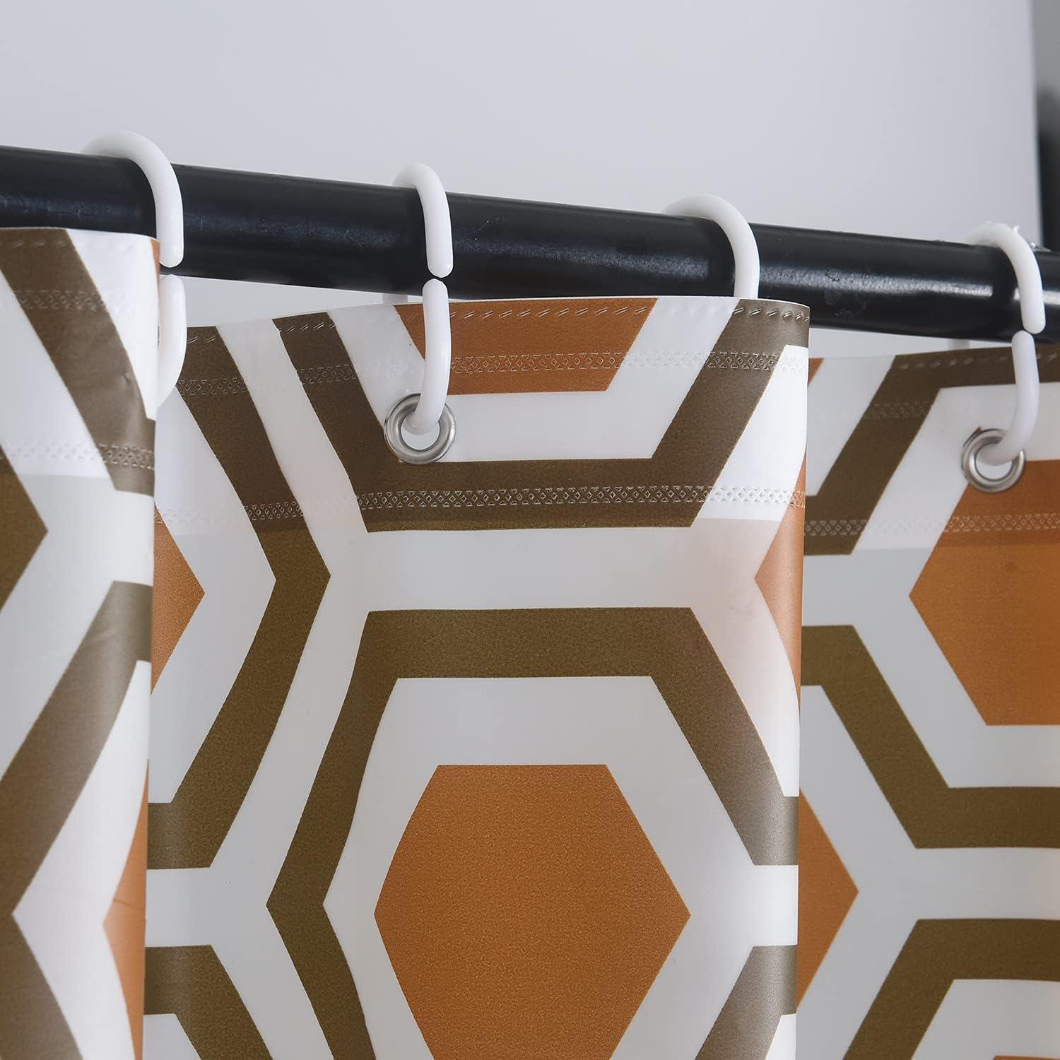 Waterproof Shower Curtain - Machine Washable, Stitched Steel Eyelets, Includes 12 Hooks