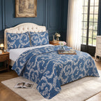 3 Piece Luxury Quilted Bedspread Set – Reversible Floral Patchwork Bedspread with Pillow Shams | Soft Microfibre Bed Throw for Double & King Size Beds