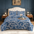 3 Piece Luxury Quilted Bedspread Set – Reversible Floral Patchwork Bedspread with Pillow Shams | Soft Microfibre Bed Throw for Double & King Size Beds