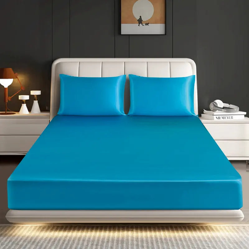 Mill Price Luxury Satin Fitted Sheet Set – 40cm Extra Deep Bed Sheet with Pillowcases | Single Double King