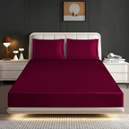 Mill Price Luxury Satin Fitted Sheet Set – 40cm Extra Deep Bed Sheet with Pillowcases | Single Double King