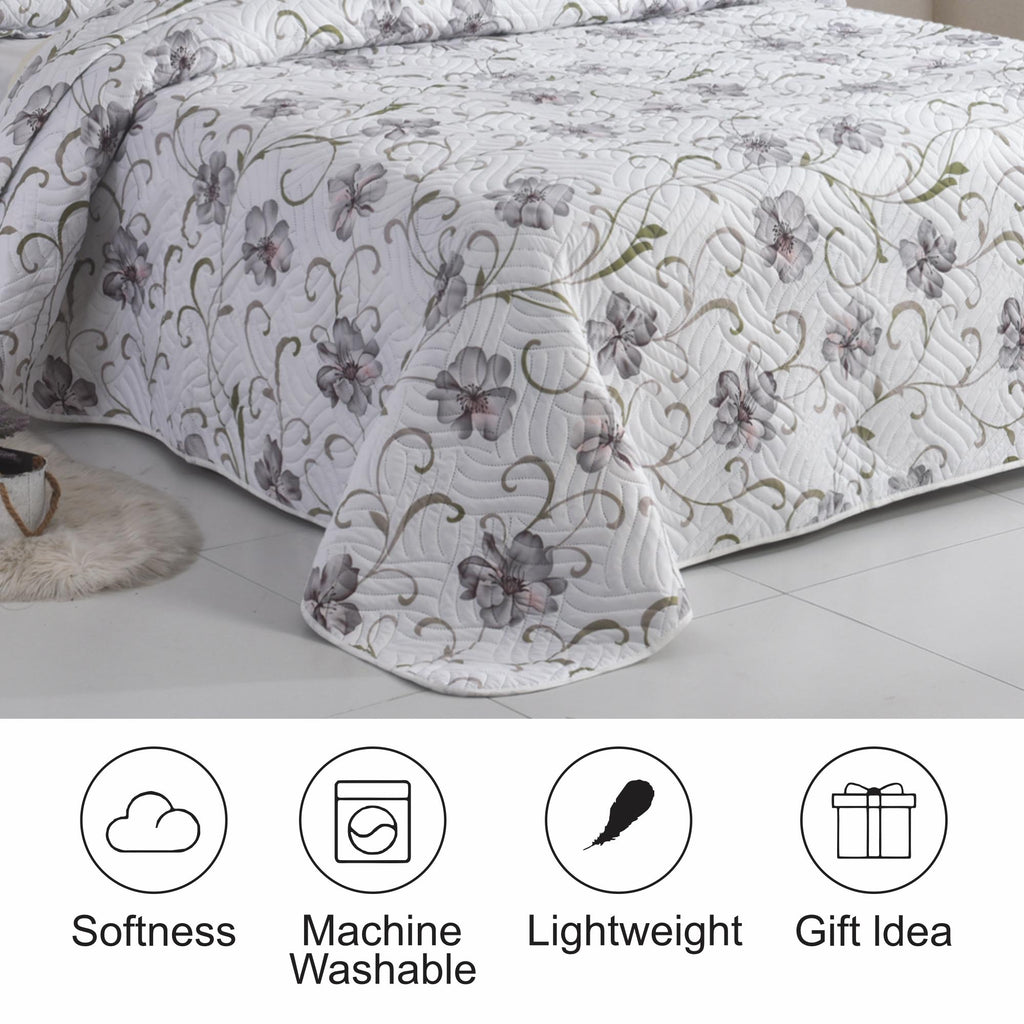 Luxury 3 Piece Bedding Set – Soft Microfibre Bedspread with Pillowcases | Lightweight & Cosy Bedspread-Milan