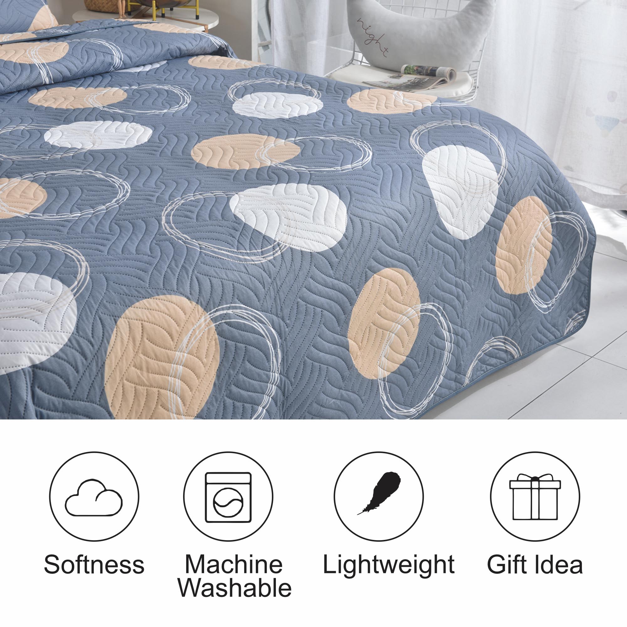 Luxury 3 Piece Bedding Set – Soft Microfibre Bedspread with Pillowcases | Lightweight & Cosy Bedspread-Milan