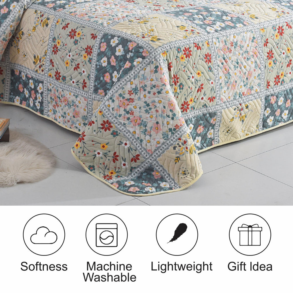 MillPrice Quilted 3-Piece Bedspread Set – Elegant Layered Comfort with Coordinated Pillowcases