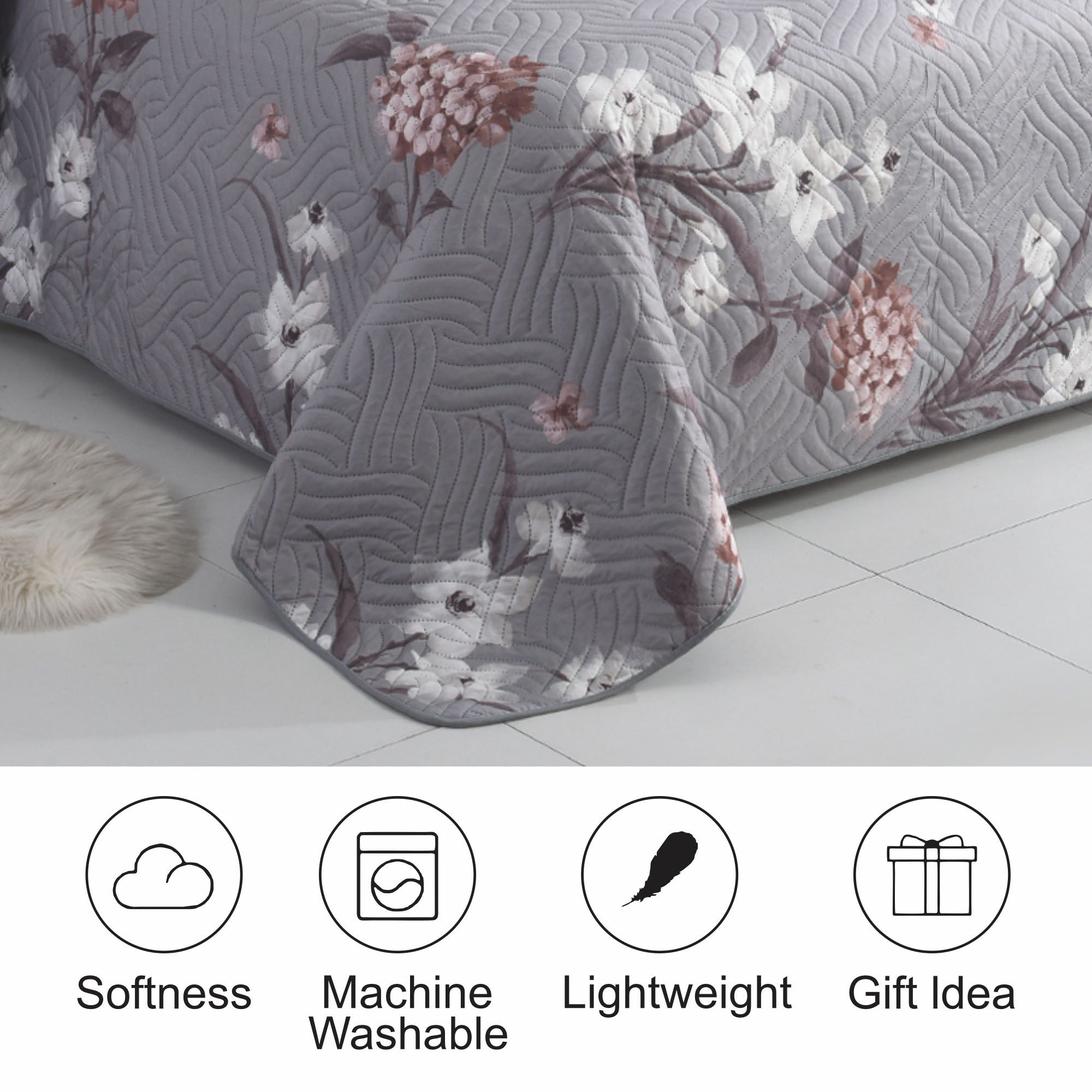 Luxury 3 Piece Bedding Set – Soft Microfibre Bedspread with Pillowcases | Lightweight & Cosy Bedspread-Milan