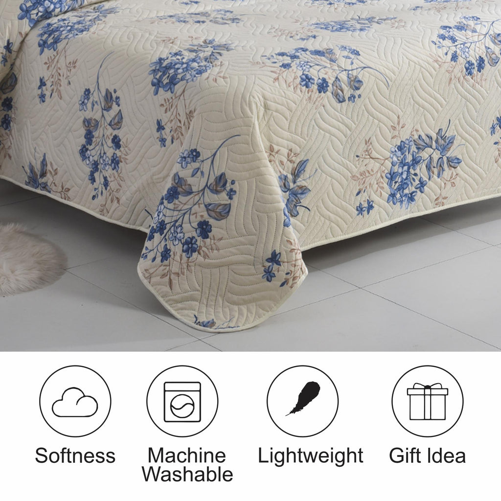 MillPrice Quilted 3-Piece Bedspread Set – Elegant Layered Comfort with Coordinated Pillowcases