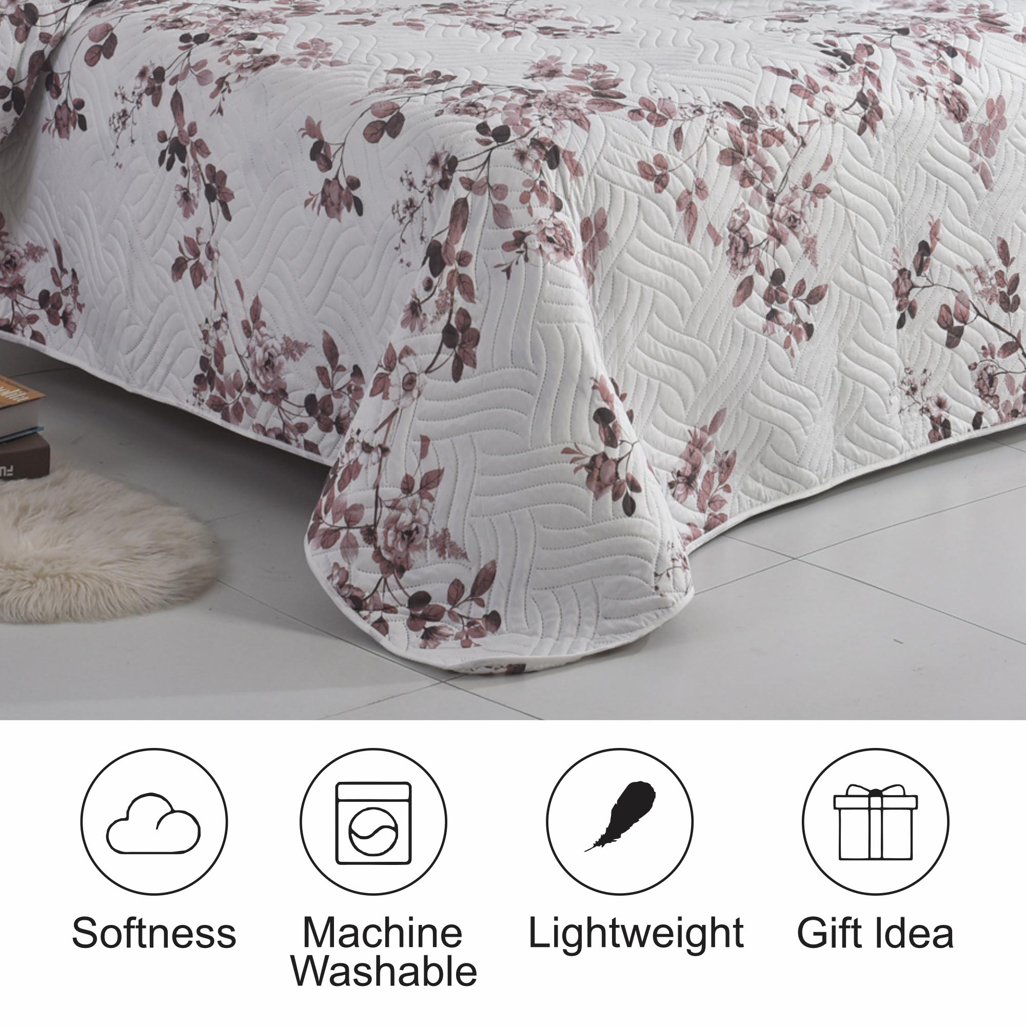 Luxury 3 Piece Bedding Set – Soft Microfibre Bedspread with Pillowcases | Lightweight & Cosy Bedspread-Milan