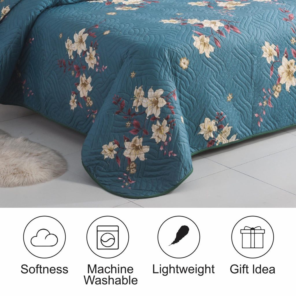 MillPrice Quilted 3-Piece Bedspread Set – Elegant Layered Comfort with Coordinated Pillowcases