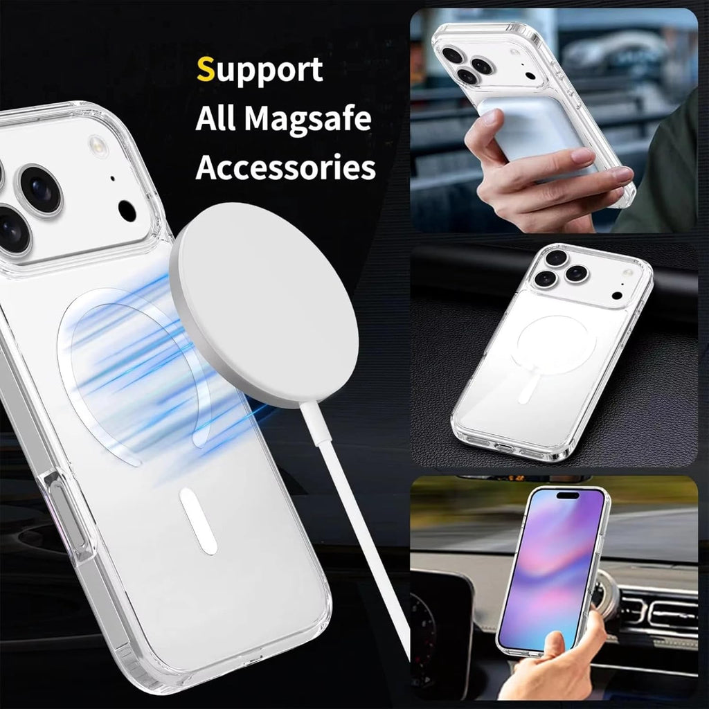 MillPrice Clear Magnetic Case for iPhone 17 Series – Slim Shockproof Protection with Tempered Glass