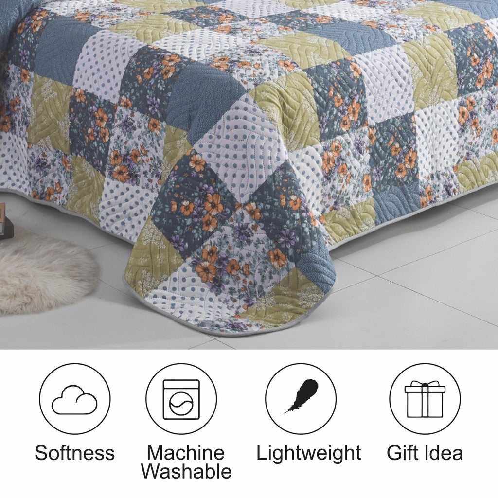 Luxury 3 Piece Bedding Set – Soft Microfibre Bedspread with Pillowcases | Lightweight & Cosy Bedspread-Milan