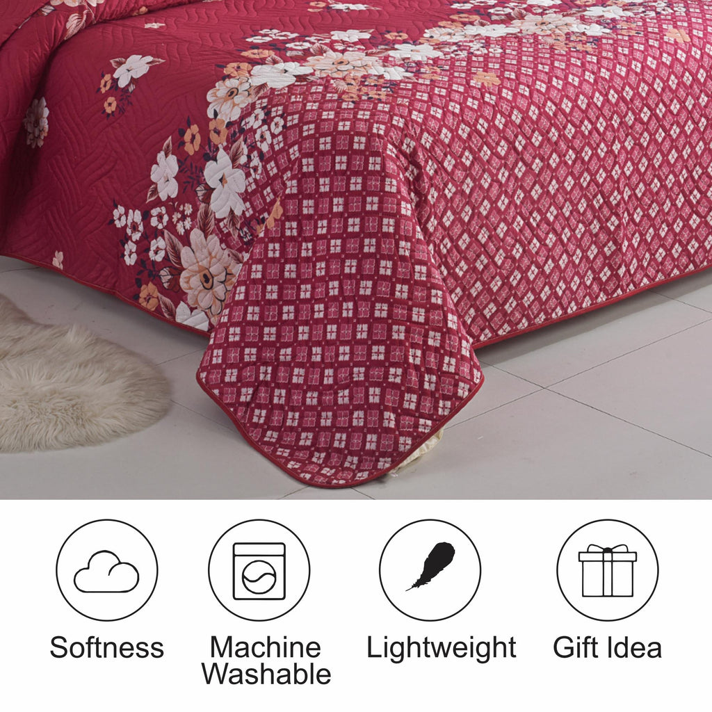 MillPrice Quilted 3-Piece Bedspread Set – Elegant Layered Comfort with Coordinated Pillowcases
