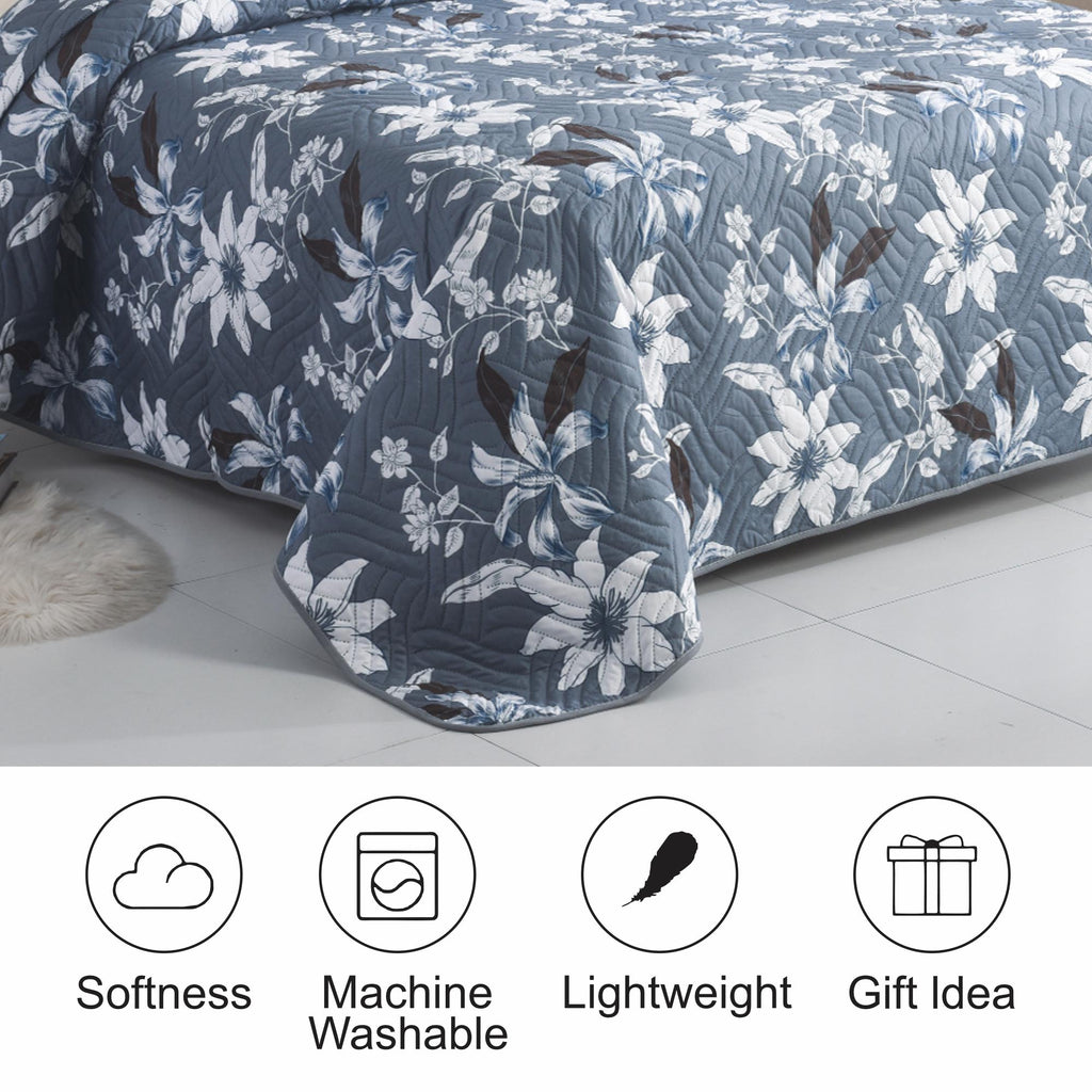 Luxury 3 Piece Bedding Set – Soft Microfibre Bedspread with Pillowcases | Lightweight & Cosy Bedspread-Milan