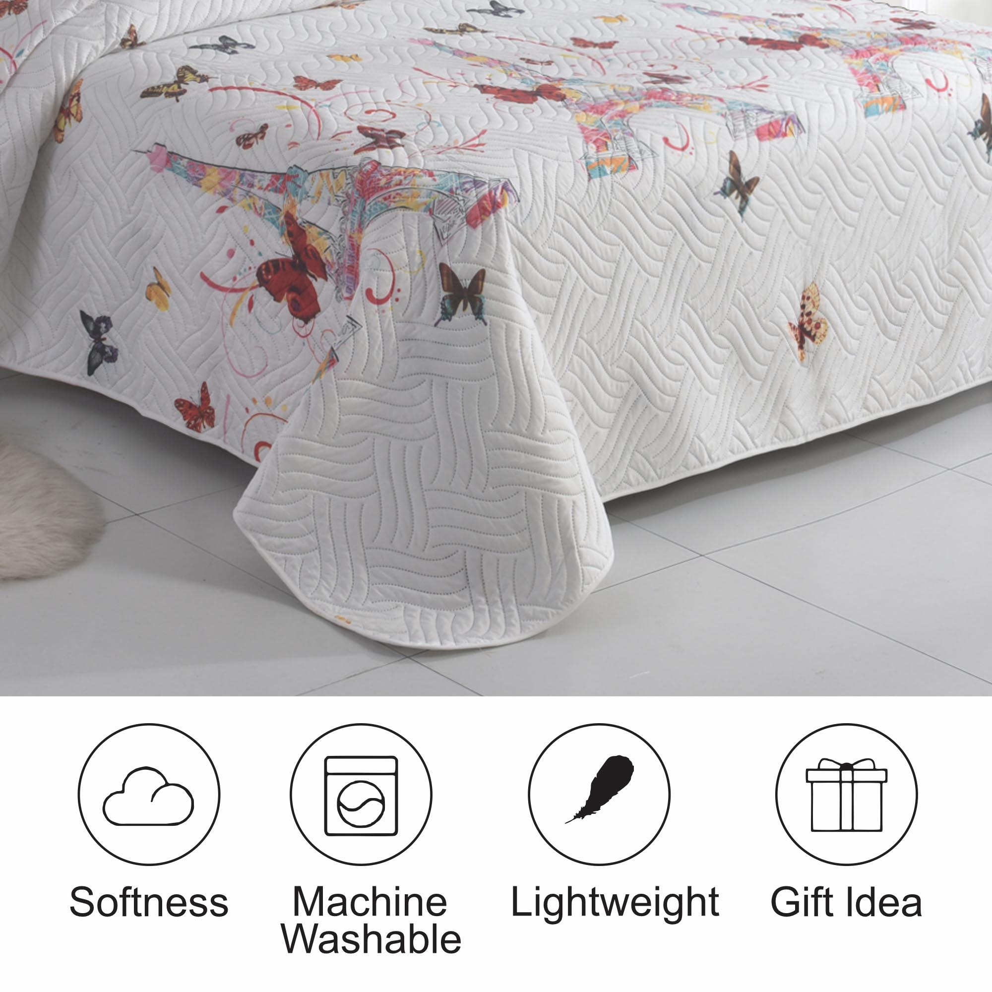 MillPrice Quilted 3-Piece Bedspread Set – Elegant Layered Comfort with Coordinated Pillowcases