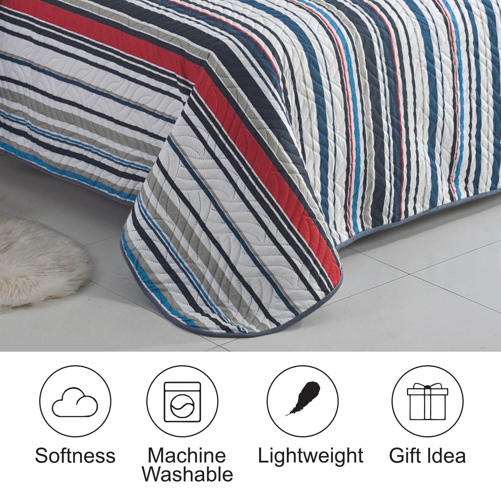 Luxury 3 Piece Bedding Set – Soft Microfibre Bedspread with Pillowcases | Lightweight & Cosy Bedspread-Milan