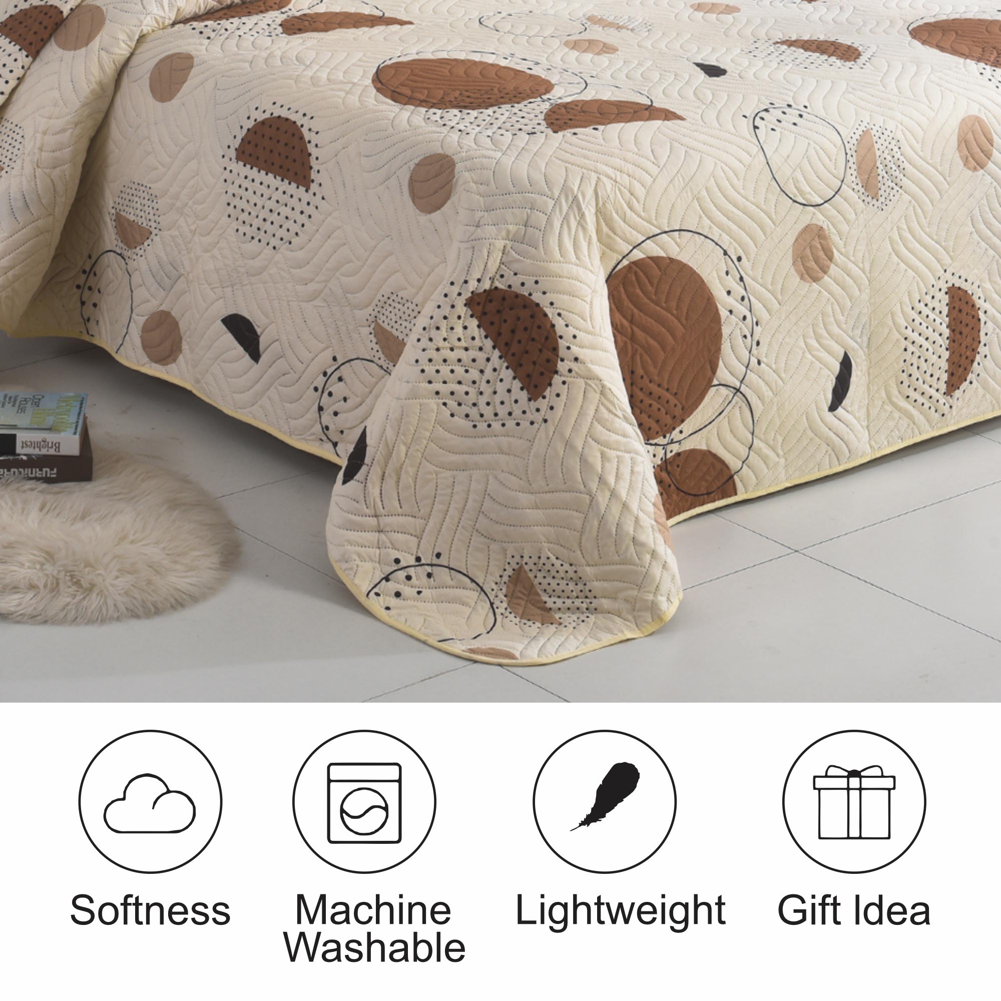 MillPrice Quilted 3-Piece Bedspread Set – Elegant Layered Comfort with Coordinated Pillowcases