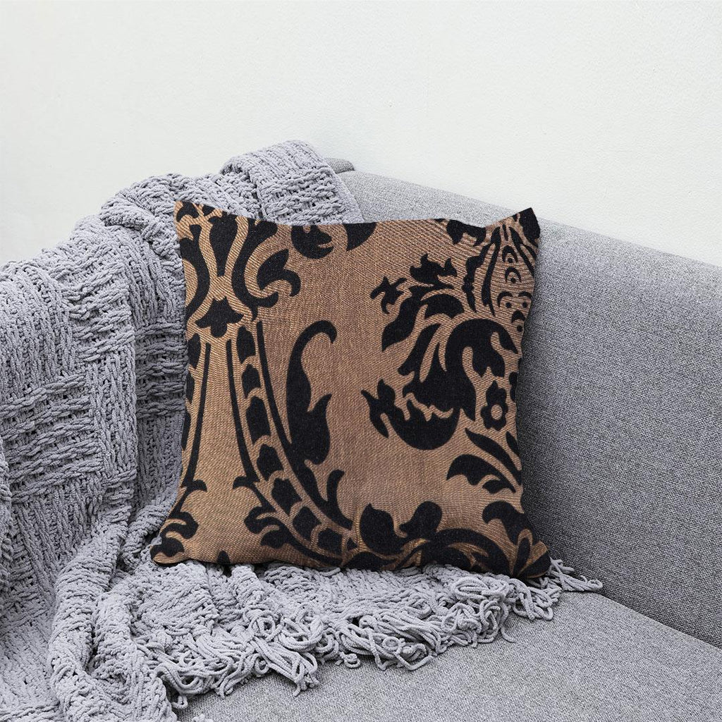 Luxury Flock Cushion Cover | Soft Decorative Damask Throw Pillow Cover for Sofa, Bed & Living Room | 17 x 17 Inch