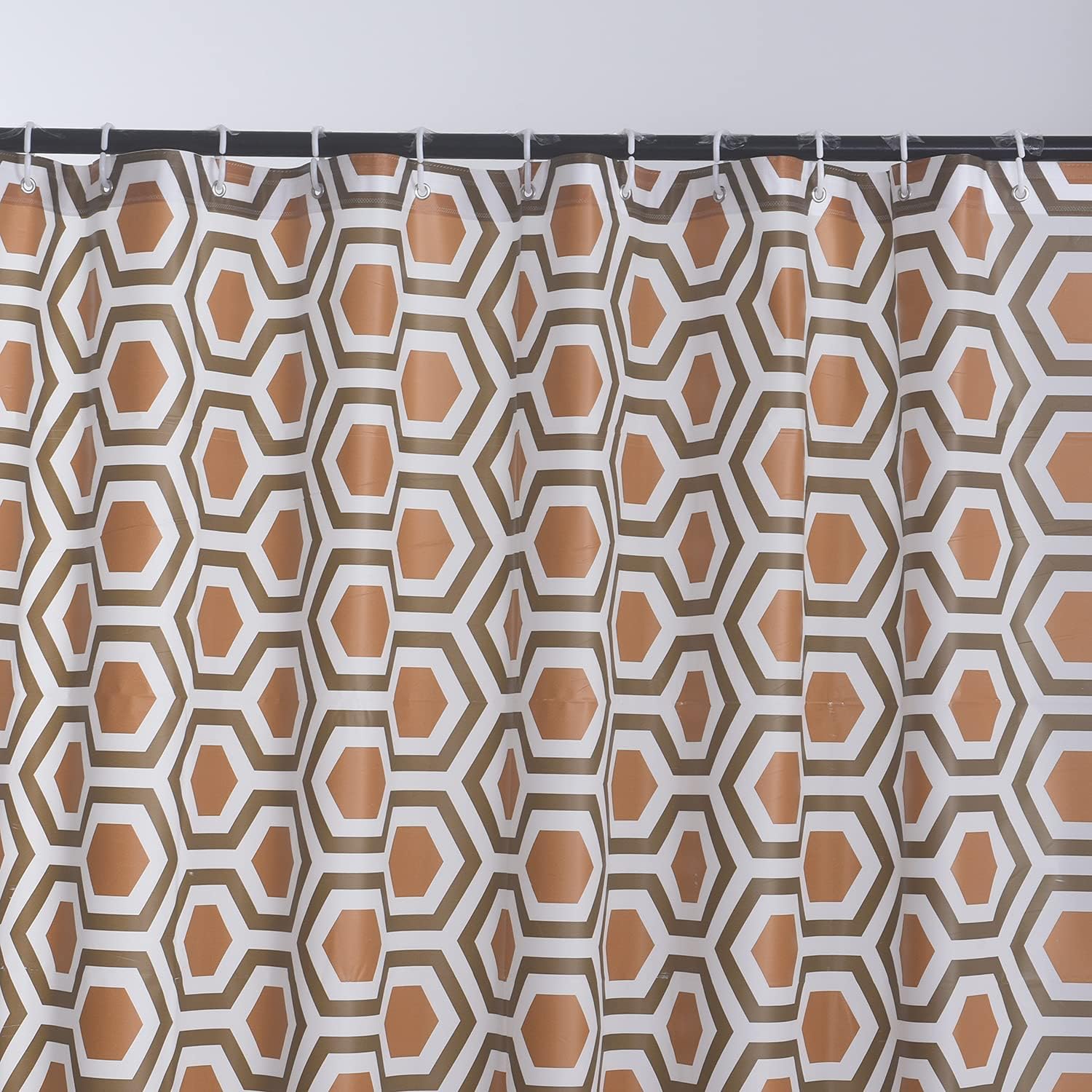 Waterproof Shower Curtain - Machine Washable, Stitched Steel Eyelets, Includes 12 Hooks