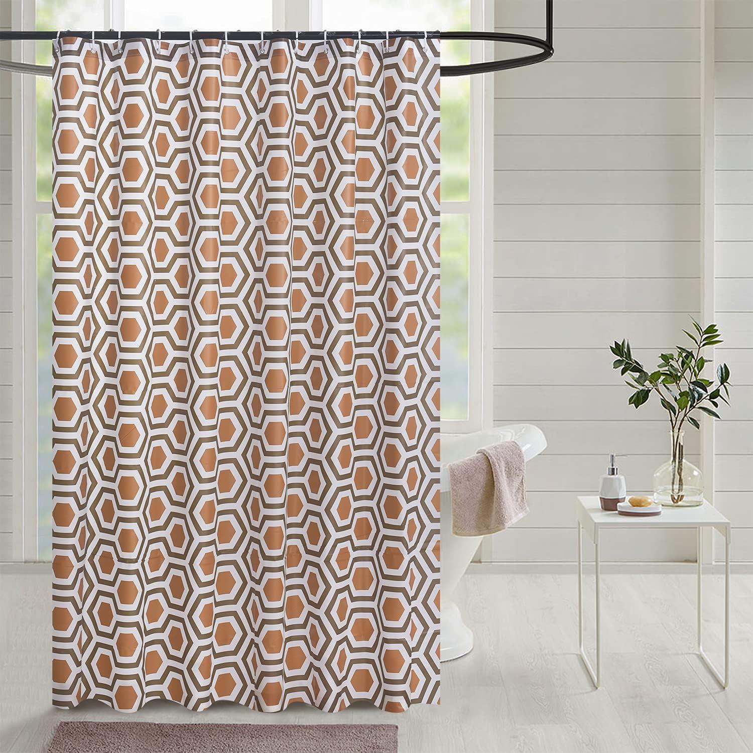 Waterproof Shower Curtain - Machine Washable, Stitched Steel Eyelets, Includes 12 Hooks