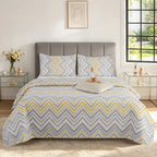 3 Piece Luxury Quilted Bedspread Set – Reversible Floral Patchwork Bedspread with Pillow Shams | Soft Microfibre Bed Throw for Double & King Size Beds
