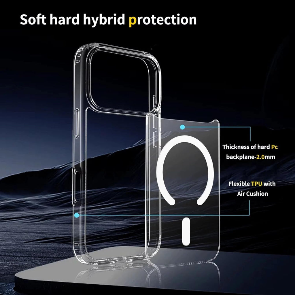 MillPrice Clear Magnetic Case for iPhone 17 Series – Slim Shockproof Protection with Tempered Glass