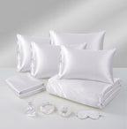 MillPrice Luxury 10 Piece Satin Bedding Set Duvet Cover Fitted Sheet Pillowcases Sleep Mask & Hair Accessories