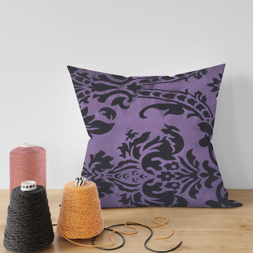 Luxury Flock Cushion Cover | Soft Decorative Damask Throw Pillow Cover for Sofa, Bed & Living Room | 17 x 17 Inch