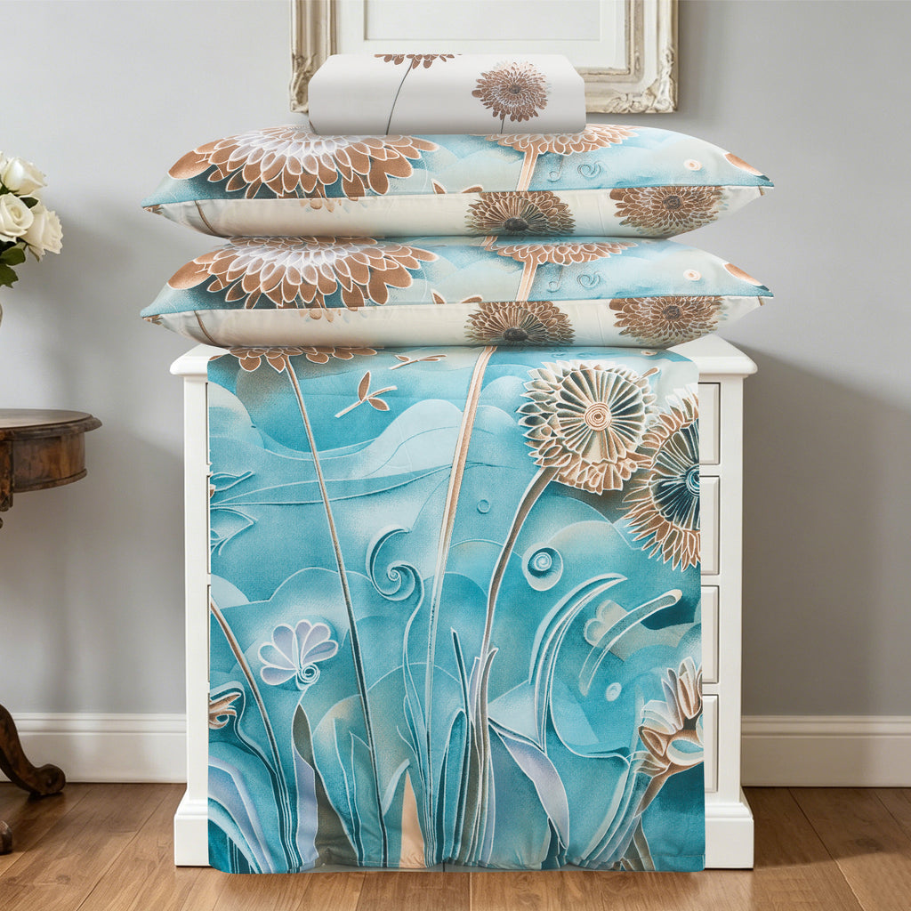 MillPrice 4 Piece 3D Printed Bedding Set Microfibre Duvet Cover Fitted Sheet & Pillowcases