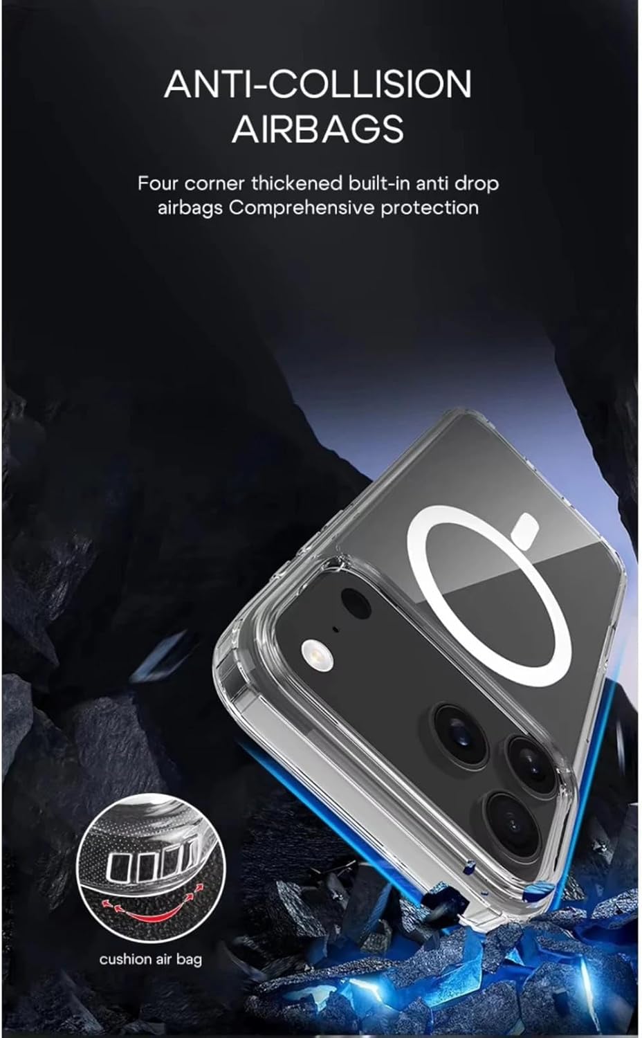 MillPrice Clear Magnetic Case for iPhone 17 Series – Slim Shockproof Protection with Tempered Glass