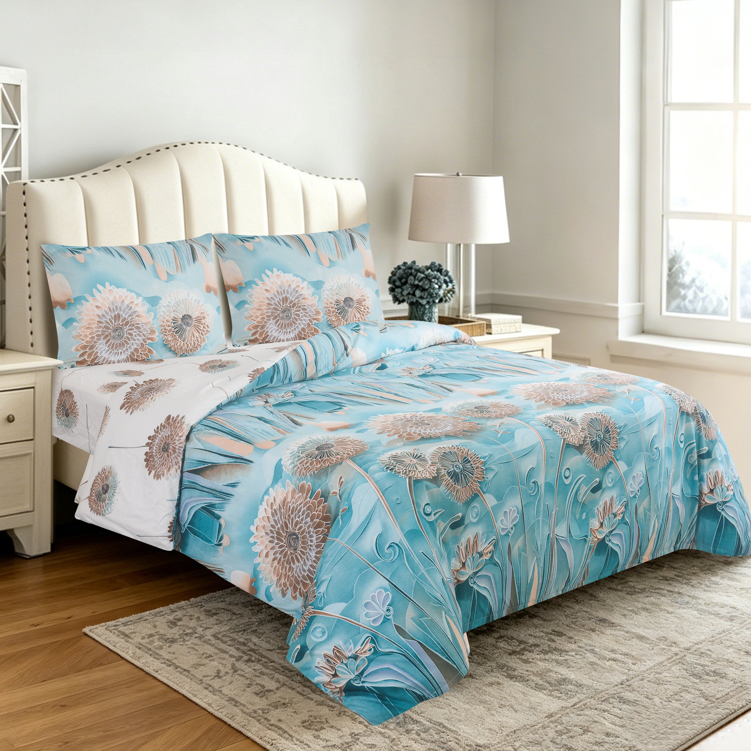 MillPrice 4 Piece 3D Printed Bedding Set Microfibre Duvet Cover Fitted Sheet & Pillowcases