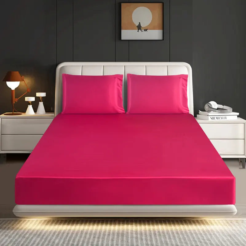 Mill Price Luxury Satin Fitted Sheet Set – 40cm Extra Deep Bed Sheet with Pillowcases | Single Double King