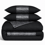 Crushed Velvet Panel Duvet Cover with Matching Pillowcases