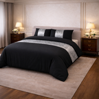 Crushed Velvet Panel Duvet Cover with Matching Pillowcases