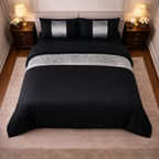 Crushed Velvet Panel Duvet Cover with Matching Pillowcases