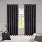Crushed Velvet Curtains – Luxury Textured Eyelet Panel Pair