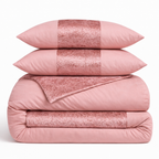 Crushed Velvet Panel Duvet Cover with Matching Pillowcases