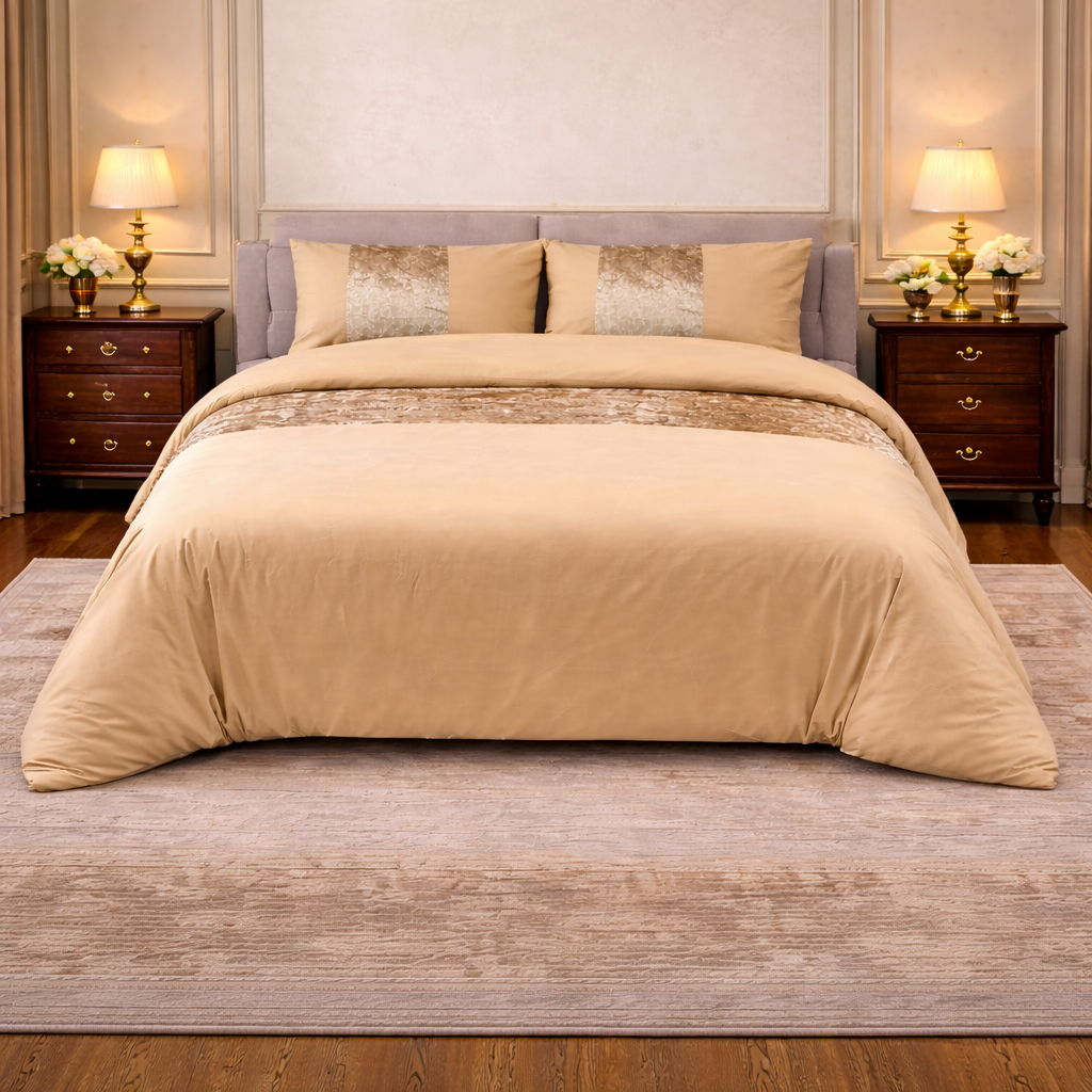 Crushed Velvet Panel Duvet Cover with Matching Pillowcases