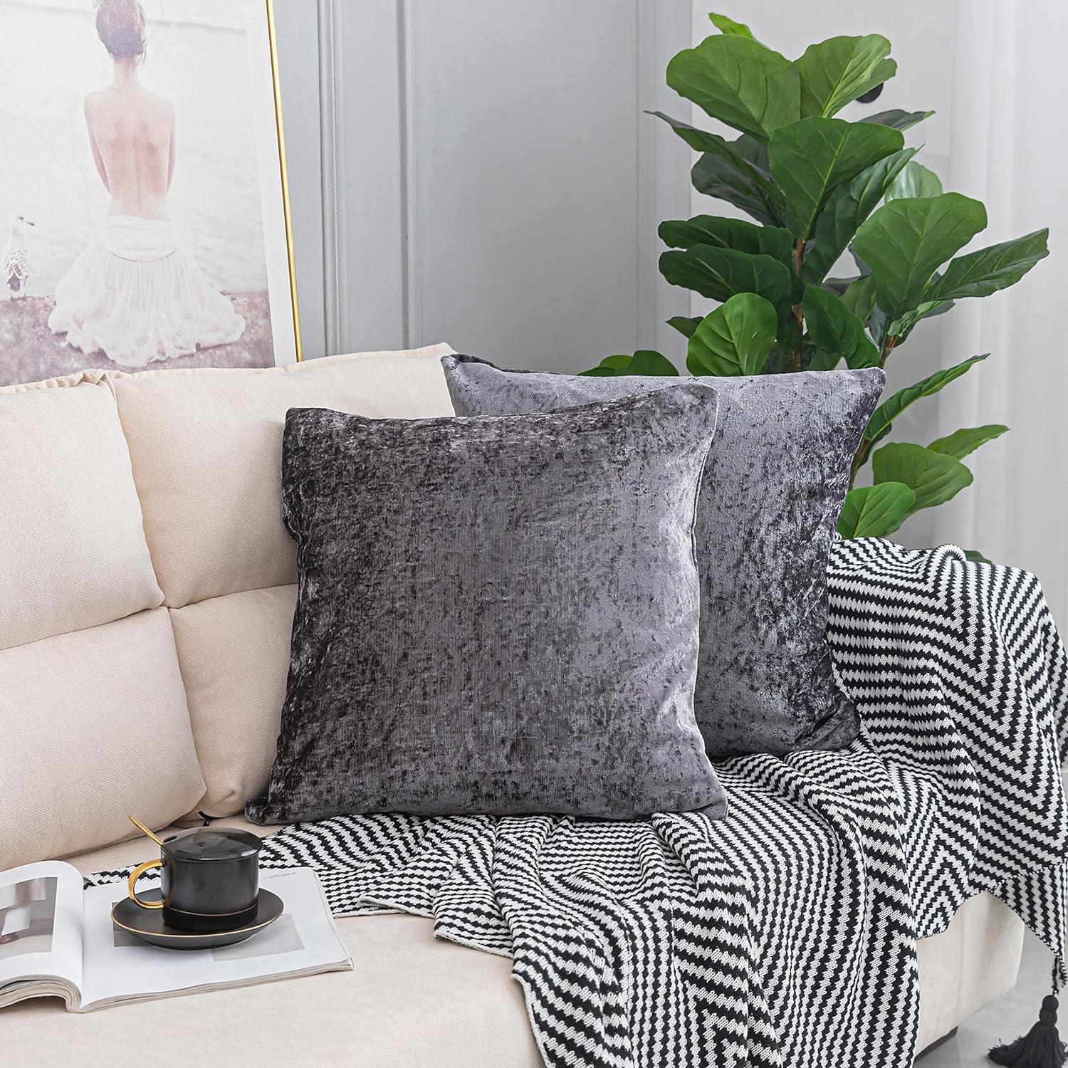 Luxurious Crushed Velvet Cushion Covers - Pack of 2 - Elegant Home D√©cor