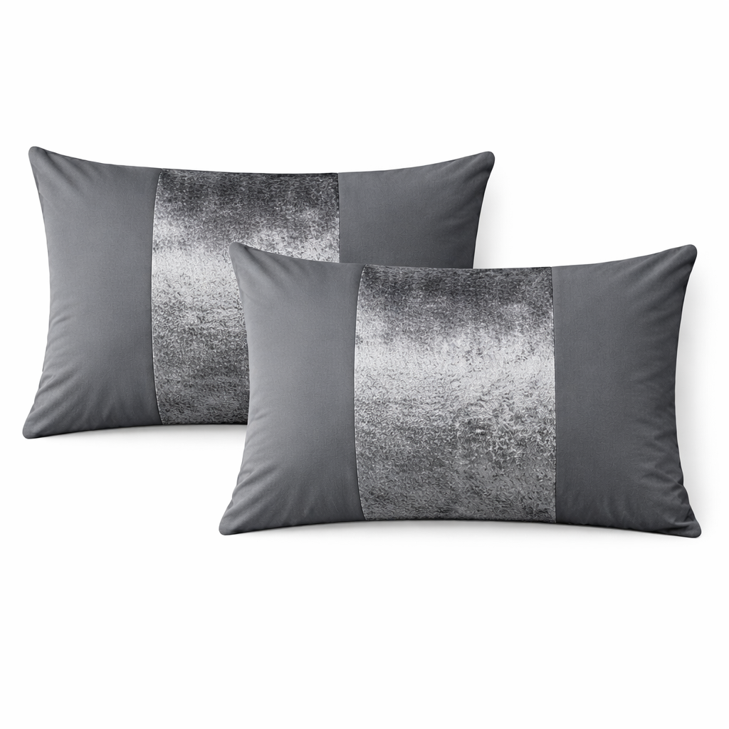 Crushed Velvet Panel Duvet Cover with Matching Pillowcases