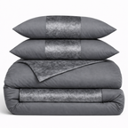 Crushed Velvet Panel Duvet Cover with Matching Pillowcases