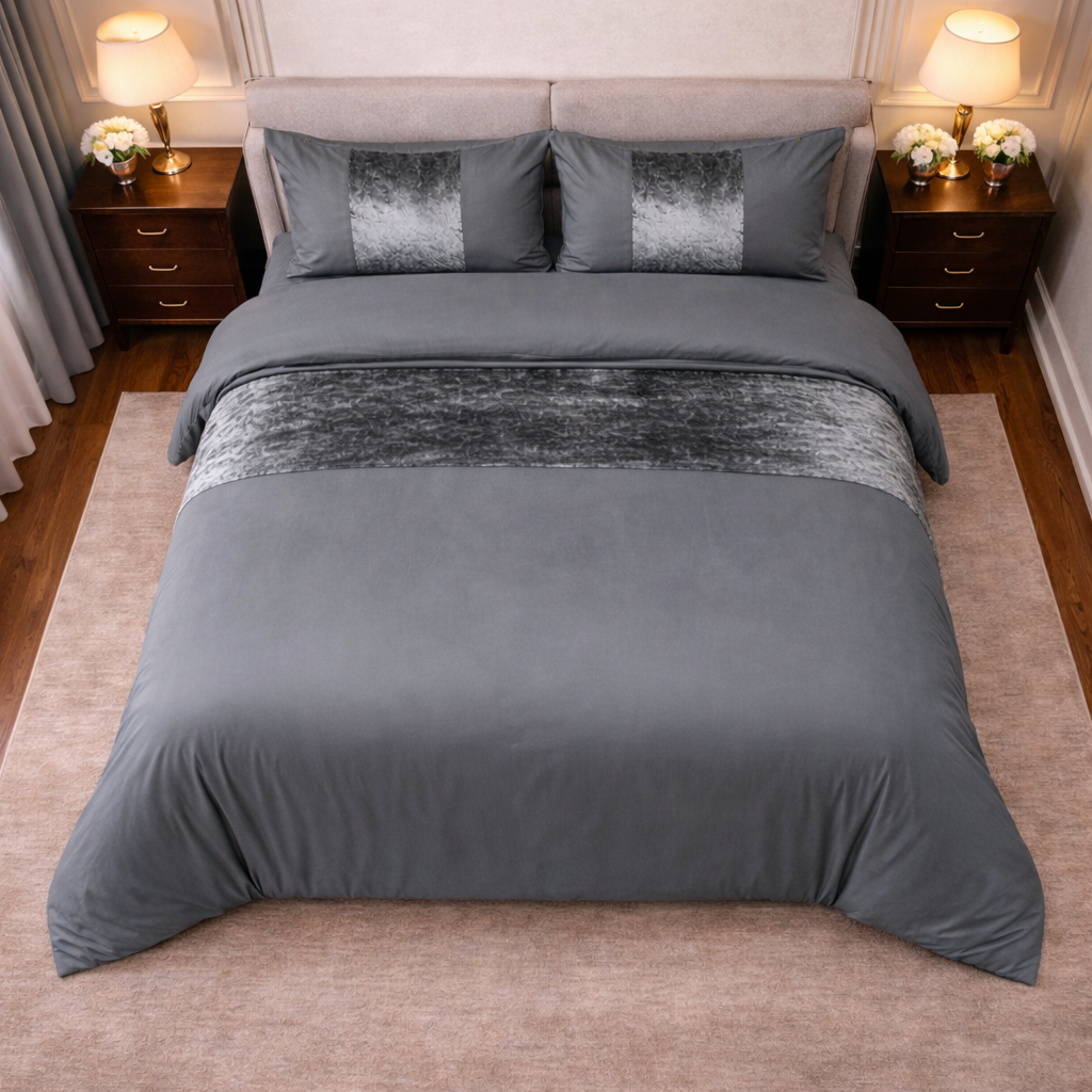 Premium Velvet Panel Duvet Cover Set – Soft Luxury Bedding Upgrade
