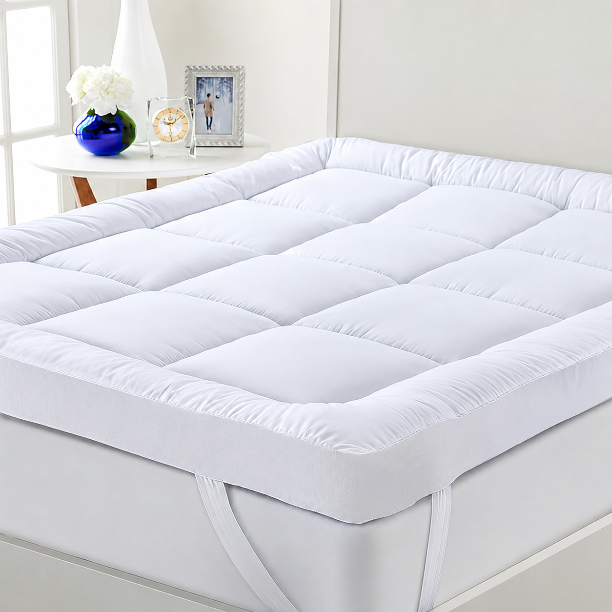 MillPrice Extra Thick Mattress Topper 10cm Luxury Hollowfibre Mattress Topper Single 4FT Double King Super King