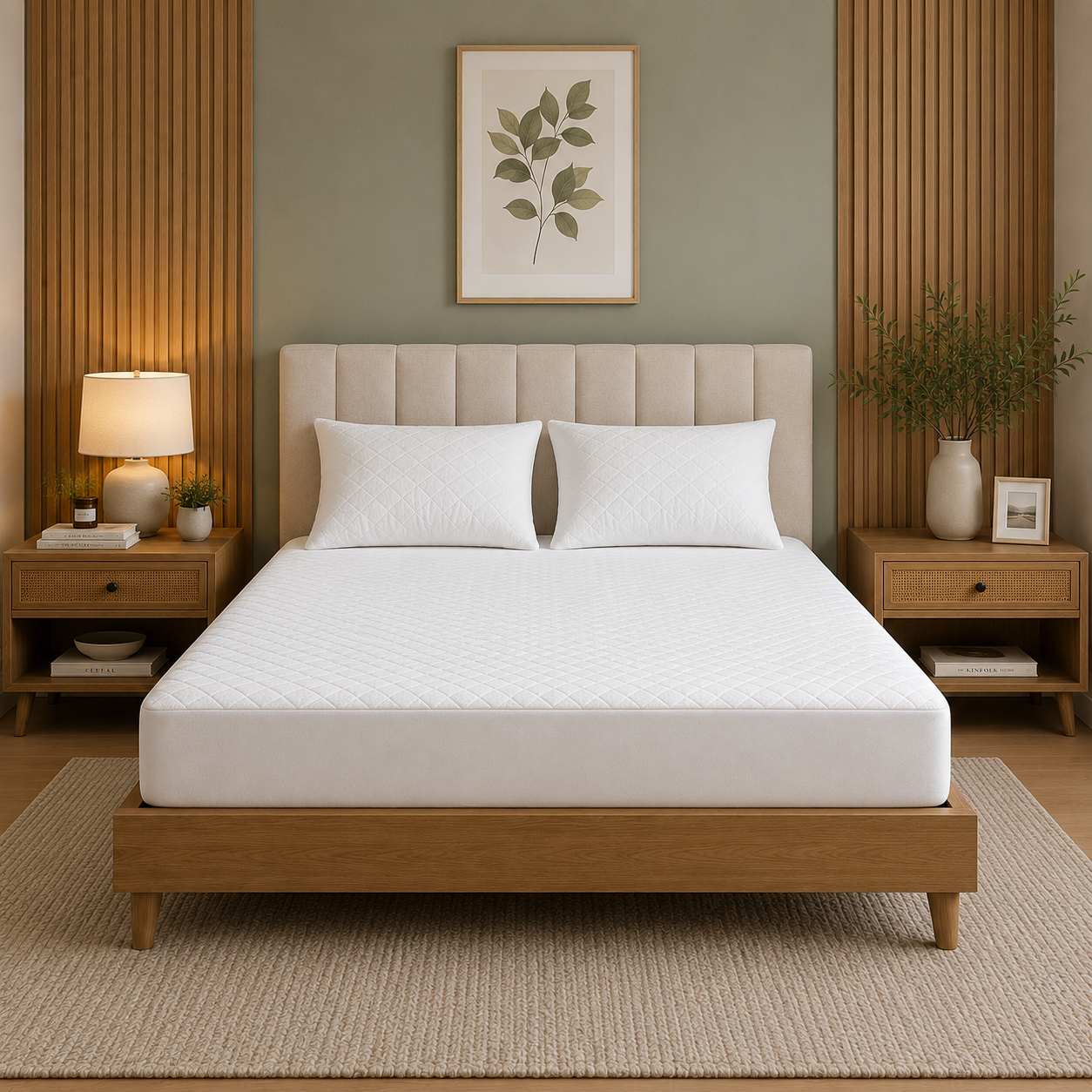 Bamboo Waterproof Mattress Protector Quilted Breathable Mattress Cover Single Double King Super King