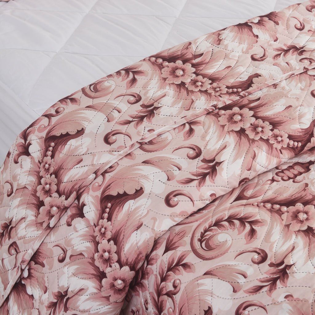 3 Piece Luxury Quilted Bedspread Set – Reversible Floral Patchwork Bedspread with Pillow Shams | Soft Microfibre Bed Throw for Double & King Size Beds