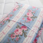 3 Piece Luxury Quilted Bedspread Set – Reversible Floral Patchwork Bedspread with Pillow Shams | Soft Microfibre Bed Throw for Double & King Size Beds