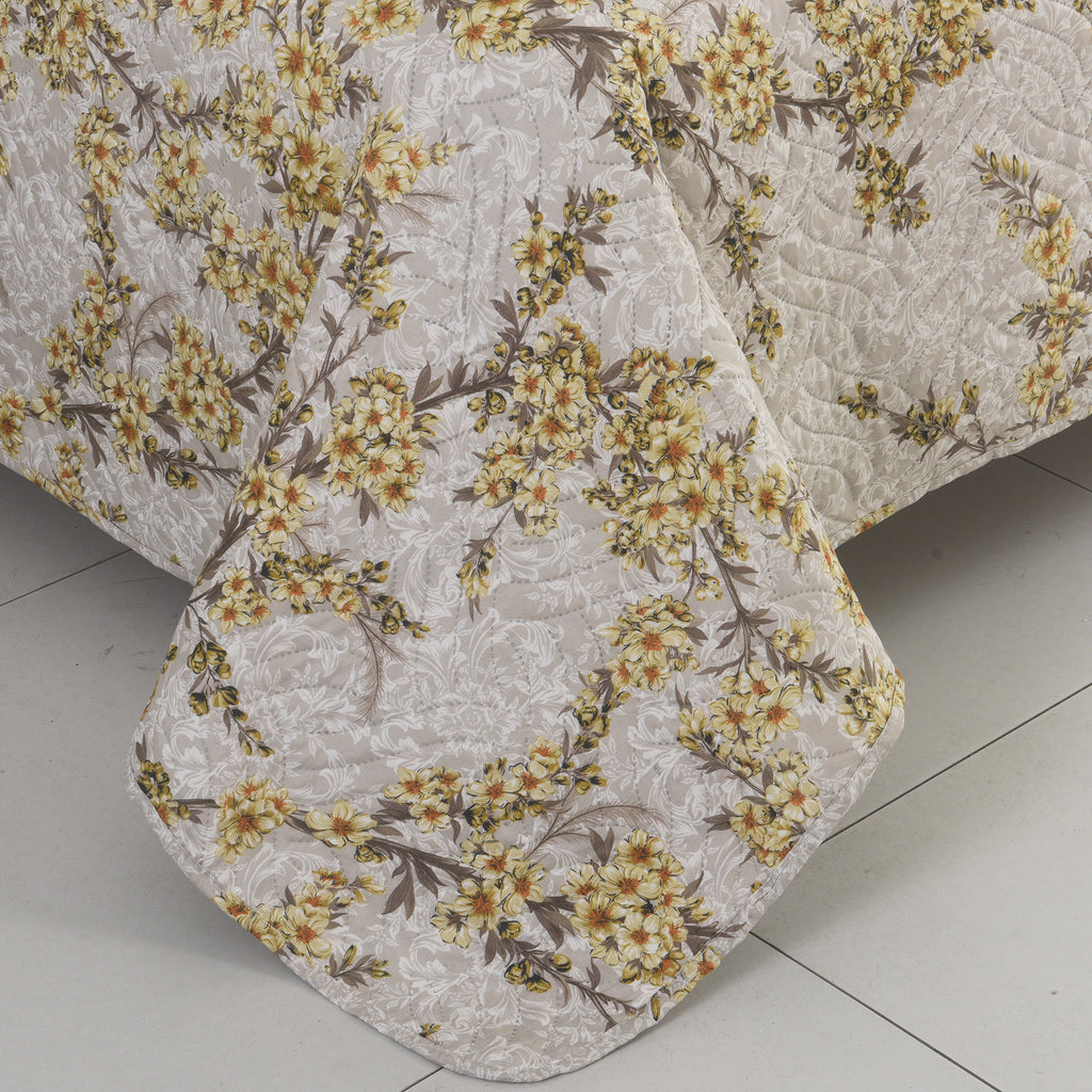 3 Piece Luxury Quilted Bedspread Set – Reversible Floral Patchwork Bedspread with Pillow Shams | Soft Microfibre Bed Throw for Double & King Size Beds