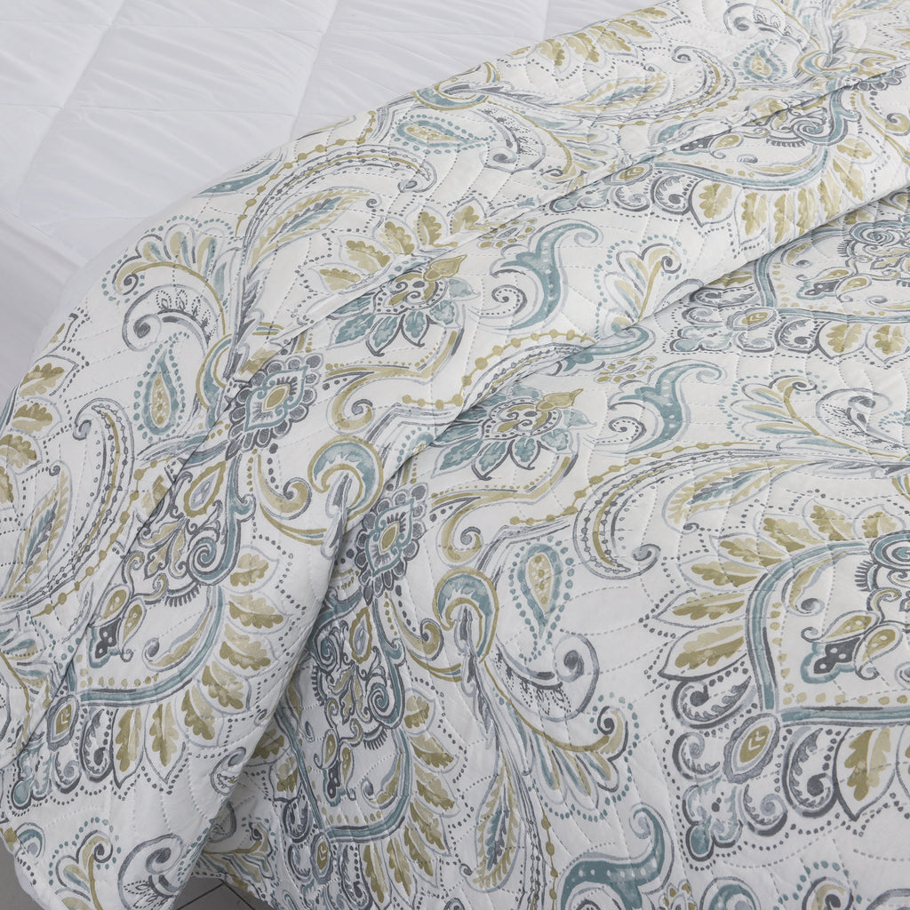 3 Piece Luxury Quilted Bedspread Set – Reversible Floral Patchwork Bedspread with Pillow Shams | Soft Microfibre Bed Throw for Double & King Size Beds