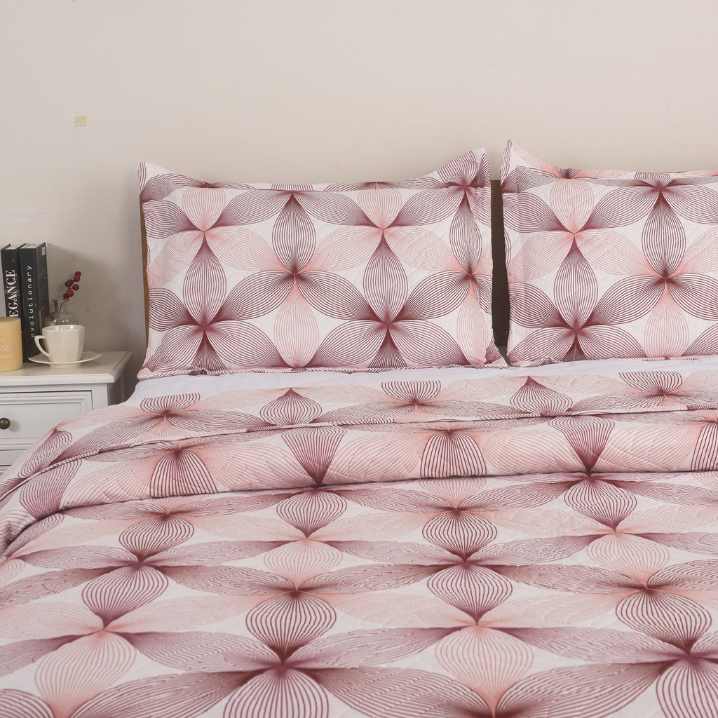 3 Piece Luxury Quilted Bedspread Set – Reversible Floral Patchwork Bedspread with Pillow Shams | Soft Microfibre Bed Throw for Double & King Size Beds