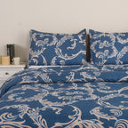 3 Piece Luxury Quilted Bedspread Set – Reversible Floral Patchwork Bedspread with Pillow Shams | Soft Microfibre Bed Throw for Double & King Size Beds