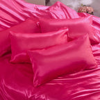 Luxury Satin Silk 6-Piece Bedding Set – Duvet Cover, Fitted Sheet & Pillowcases – Hotel-Style Soft, Elegant Bed Linen UK Sizes