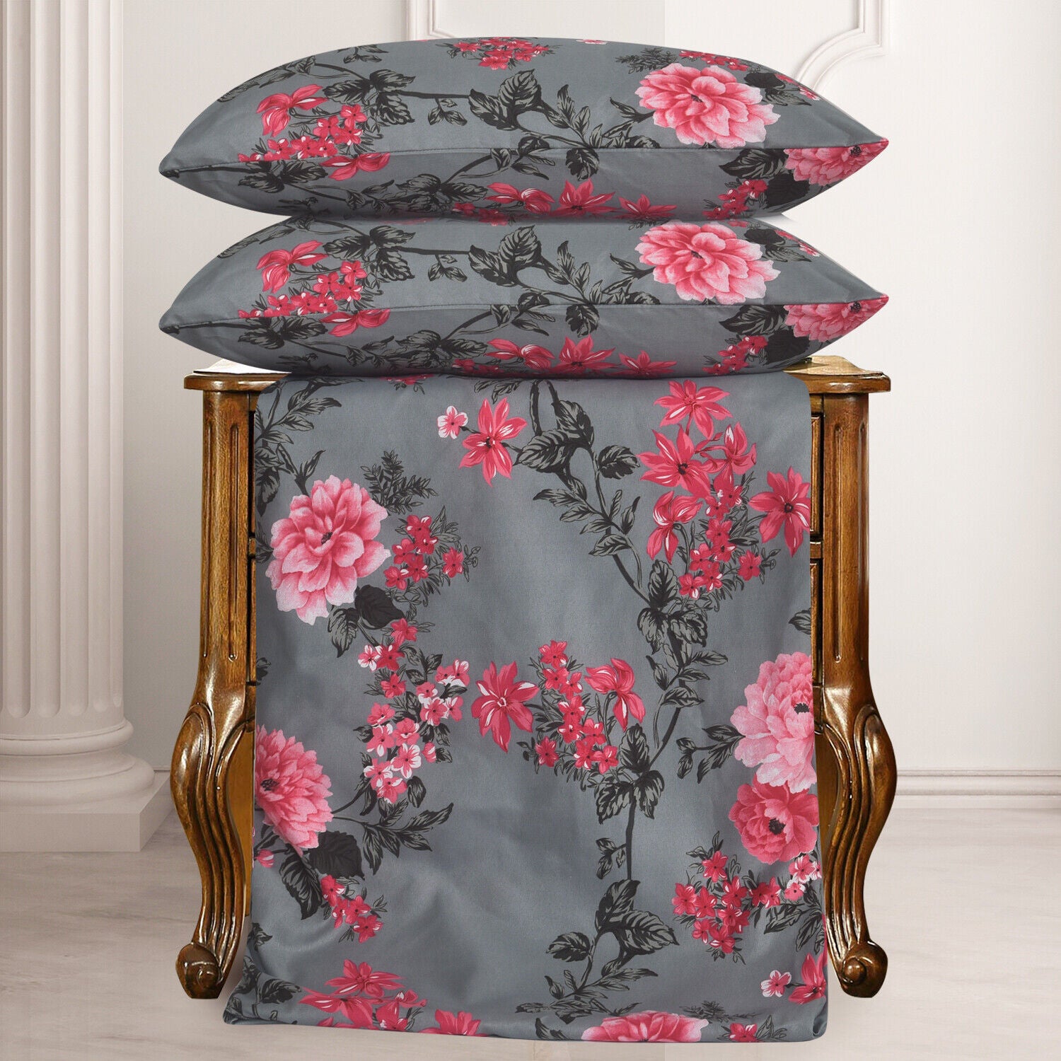 MillPrice Obsidian Marble Luxe Microfiber 4-Piece Bedding Set – Duvet Cover, Fitted Sheet & 2 Pillowcases